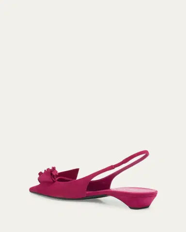 Prada Suede Flower Slingback Pumps | Thumbnail 4