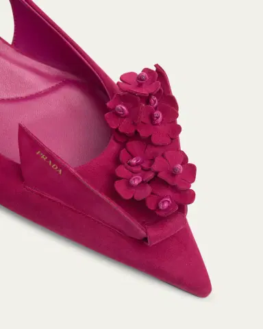 Prada Suede Flower Slingback Pumps | Thumbnail 5
