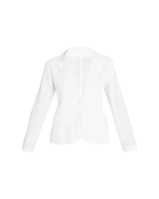 Stretch Linen One-Button Blazer