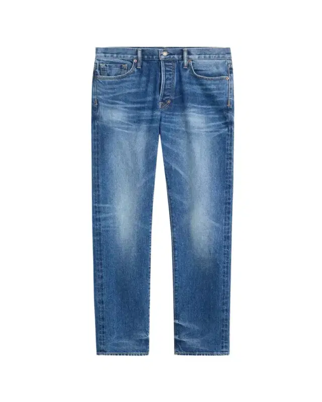 TOM FORD Men's Light Wash Selvedge Straight Fit Jeans