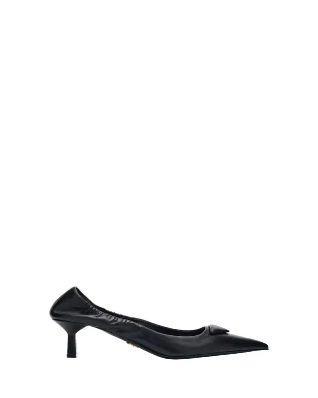 Triangle Logo Leather Pumps