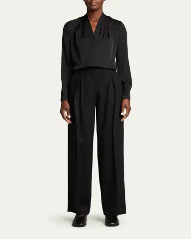 Kobi Halperin Nellie Pleated V-Neck Long-Sleeve Blouse | Thumbnail 2
