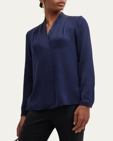Kobi Halperin Nellie Pleated V-Neck Long-Sleeve Blouse | Thumbnail 12