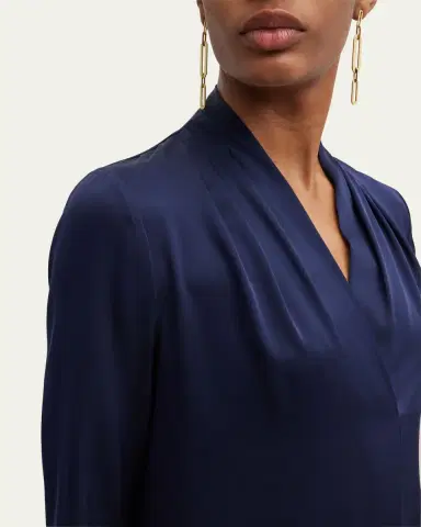 Kobi Halperin Nellie Pleated V-Neck Long-Sleeve Blouse | Thumbnail 13