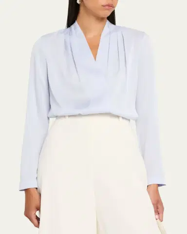 Kobi Halperin Nellie Pleated V-Neck Long-Sleeve Blouse | Thumbnail 16