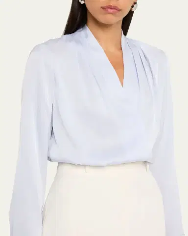 Kobi Halperin Nellie Pleated V-Neck Long-Sleeve Blouse | Thumbnail 17