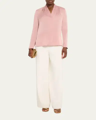Kobi Halperin Nellie Pleated V-Neck Long-Sleeve Blouse | Thumbnail 18