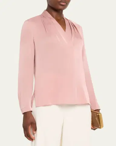 Kobi Halperin Nellie Pleated V-Neck Long-Sleeve Blouse | Thumbnail 20