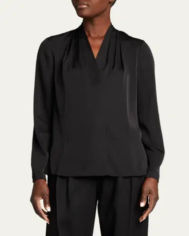 Kobi Halperin Nellie Pleated V-Neck Long-Sleeve Blouse | Thumbnail 4