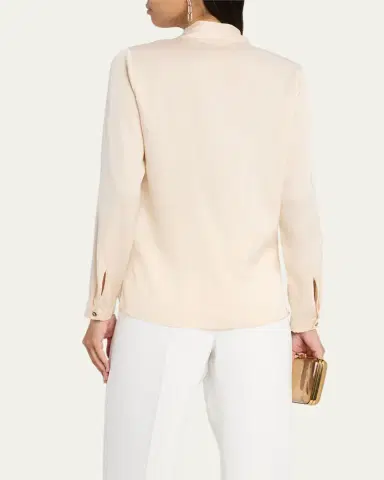 Kobi Halperin Nellie Pleated V-Neck Long-Sleeve Blouse | Thumbnail 7