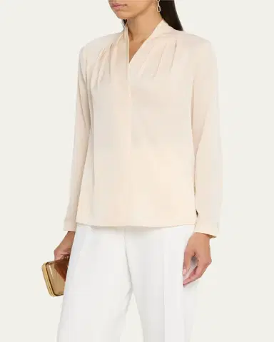 Kobi Halperin Nellie Pleated V-Neck Long-Sleeve Blouse | Thumbnail 8