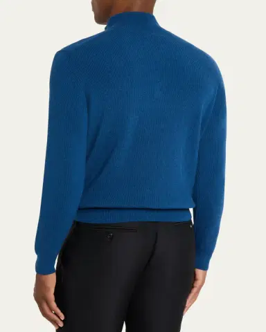 Cesare Attolini Men's Cashmere Rib Half-Zip Sweater | Thumbnail 3