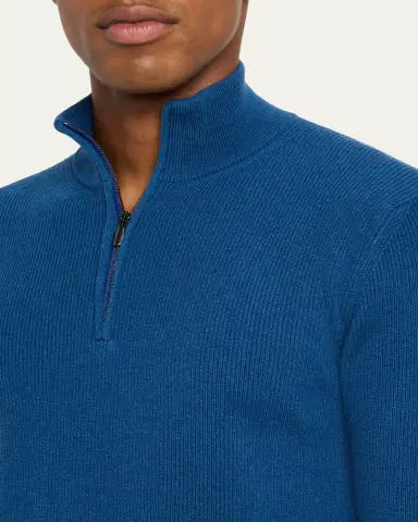 Cesare Attolini Men's Cashmere Rib Half-Zip Sweater | Thumbnail 5