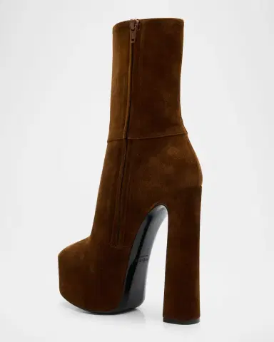 Saint Laurent Nico Platform Suede Booties | Thumbnail 3 Saint Laurent Nico Platform Suede Booties | Thumbnail 3