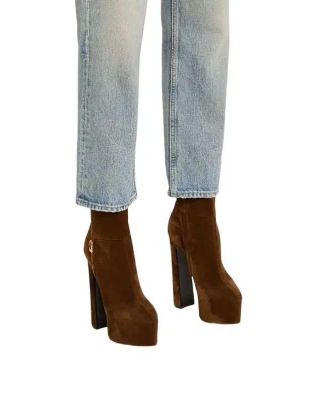 Saint Laurent Nico Platform Suede Booties