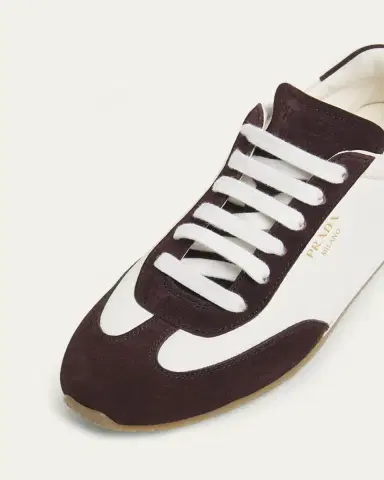 Prada Suede and Leather Low-Top Sneakers | Thumbnail 2