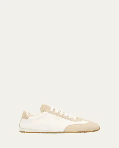 Prada Suede and Leather Low-Top Sneakers | Thumbnail 3