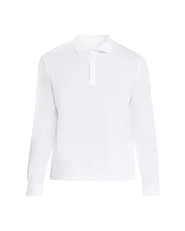 Fedeli Men's Giza Cotton Long-Sleeve Pique Polo Shirt