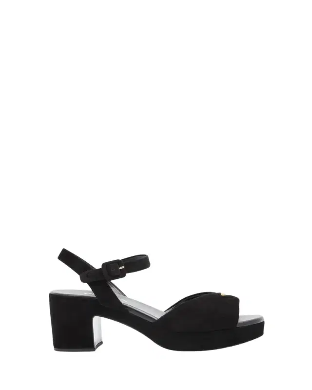 Suede Triangle Logo Platform Sandals