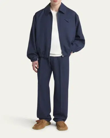Bottega Veneta Men's Wide-Leg Melange Wool Drill Trousers | Thumbnail 2