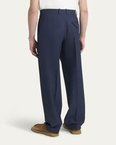 Bottega Veneta Men's Wide-Leg Melange Wool Drill Trousers | Thumbnail 3