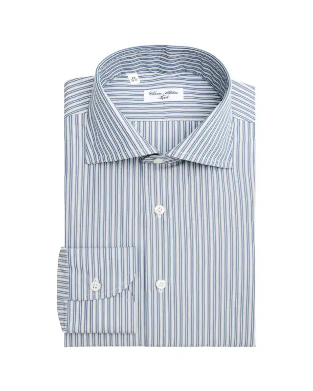 Men's Cotton Multi-Stripe Barrel Cuff Dress Shirt