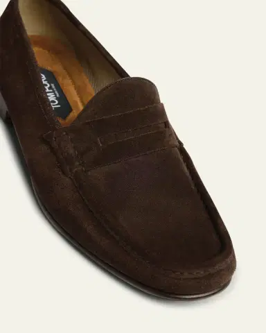 TOM FORD Men's York Suede Penny Loafers | Thumbnail 5