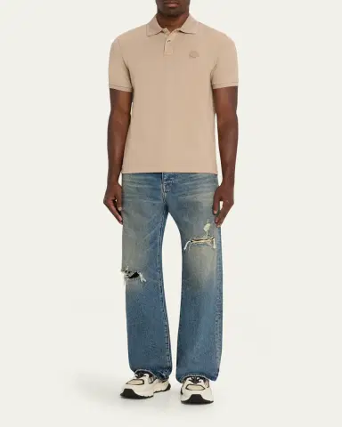 Moncler Men's Leather-Emblem Polo Shirt | Thumbnail 6 Moncler Men's Leather-Emblem Polo Shirt | Thumbnail 6