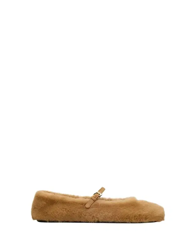 Shearling Mary Jane Ballerina Flats