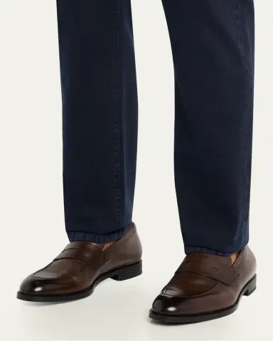 ZEGNA Men's Calfskin Penny Loafers | Thumbnail 2