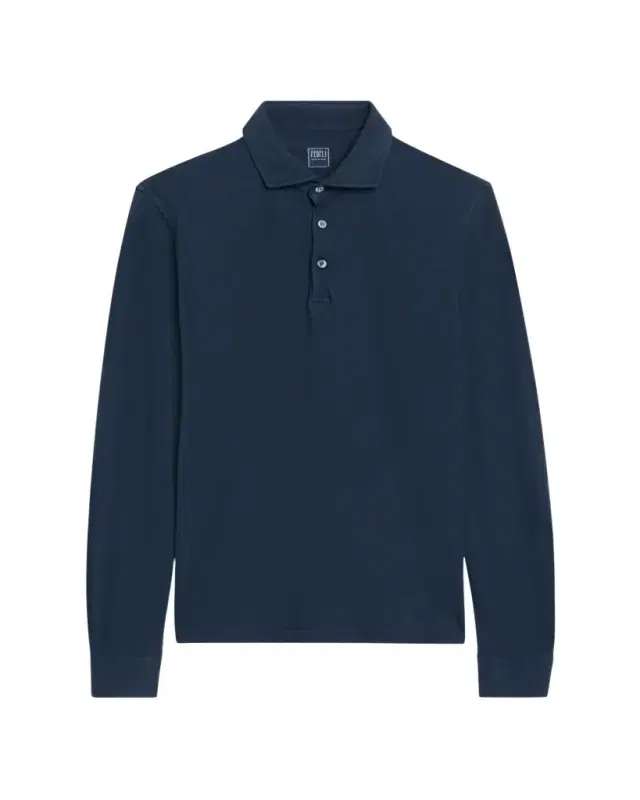 Men's Giza Cotton Long-Sleeve Pique Polo Shirt