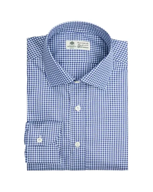Borrelli Men's Cotton Multi-Plaid Point Collar Dress Shirt