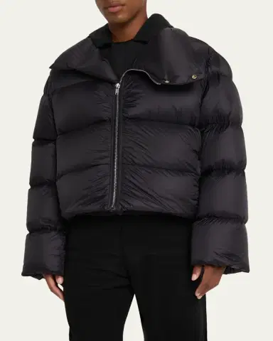 Rick Owens Men's Nylon Cropped Turtleneck Puffer Jacket | Thumbnail 4 Rick Owens Men's Nylon Cropped Turtleneck Puffer Jacket | Thumbnail 4