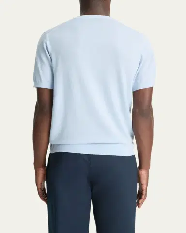 Vince Men's Featherweight Wool-Cashmere Short-Sleeve Crewneck Sweater | Thumbnail 3