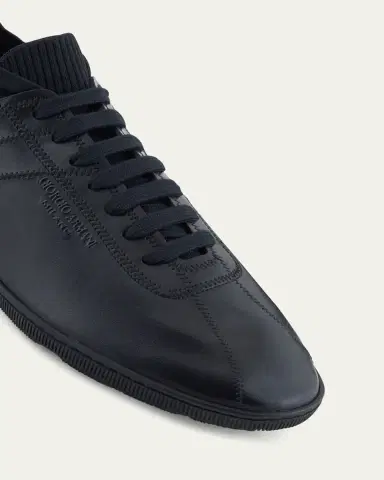 Giorgio Armani Men's Leather Knit-Lining Low-Top Sneakers | Thumbnail 4 Giorgio Armani Men's Leather Knit-Lining Low-Top Sneakers | Thumbnail 4
