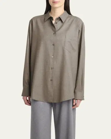 THE ROW Pino Wool Button-Down Shirt | Thumbnail 4