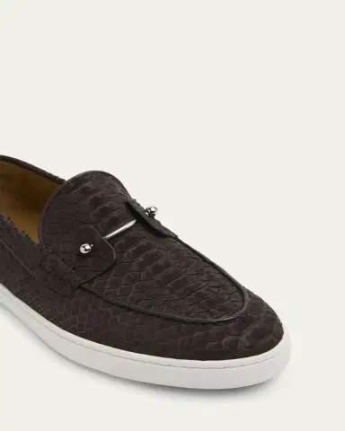 Christian Louboutin Men's Chambeliboat Python Collar-Pin Boat Shoes | Thumbnail 3