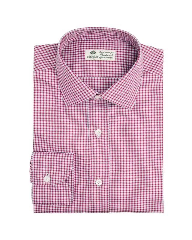 Borrelli Men's Cotton Multi-Plaid Point Collar Dress Shirt