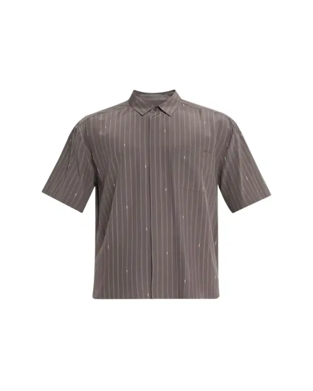 Saint Laurent Men's Cassandre Short-Sleeved Button-Front Shirt