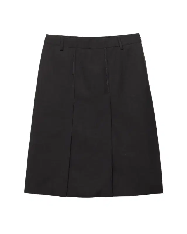 Prada Grisaglia Check Pleated Slit Skirt