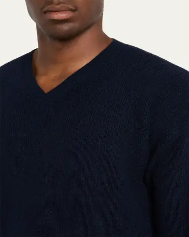 Bergdorf Goodman Men's Cashmere and Wool Rib V-Neck Sweater | Thumbnail 5 Bergdorf Goodman Men's Cashmere and Wool Rib V-Neck Sweater | Thumbnail 5