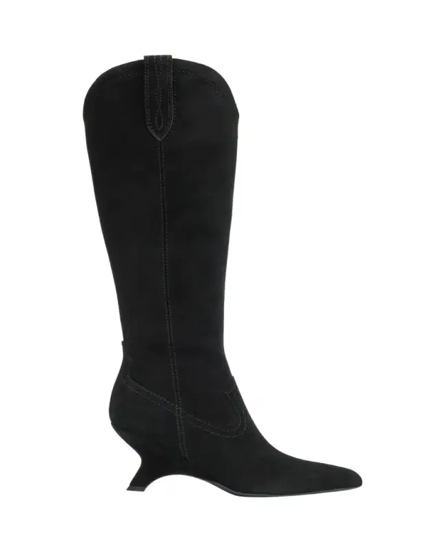 Shadow Suede Western Knee Boots