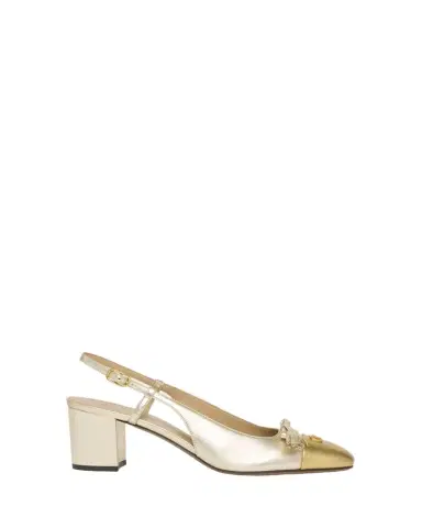 Valentino Garavani Valet Du Roi VLogo Metallic Leather Slingback Pumps | Thumbnail 1