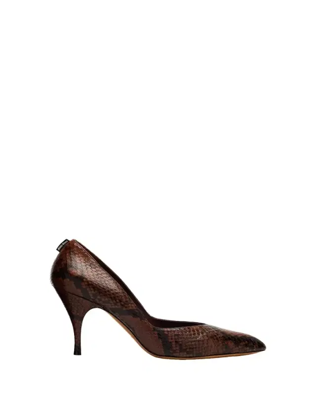 Python-Printed Leather Pumps