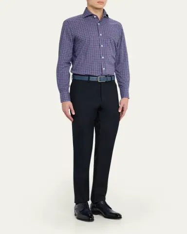 100Hands Men's Cotton Petite Plaid Classic-Fit Sport Shirt | Thumbnail 2 100Hands Men's Cotton Petite Plaid Classic-Fit Sport Shirt | Thumbnail 2