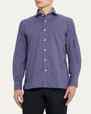 100Hands Men's Cotton Petite Plaid Classic-Fit Sport Shirt | Thumbnail 4 100Hands Men's Cotton Petite Plaid Classic-Fit Sport Shirt | Thumbnail 4