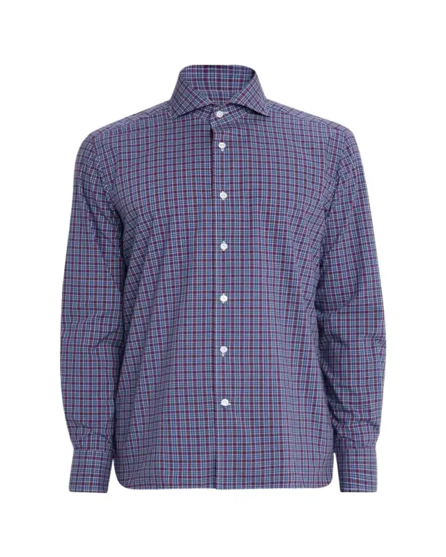100Hands Men's Cotton Petite Plaid Classic-Fit Sport Shirt