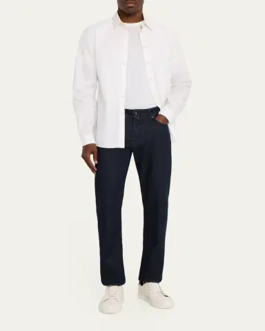 Jacob Cohen Men's Bard Overdyed Dark Blue Denim Slim Fit Jeans | Thumbnail 2 Jacob Cohen Men's Bard Overdyed Dark Blue Denim Slim Fit Jeans | Thumbnail 2
