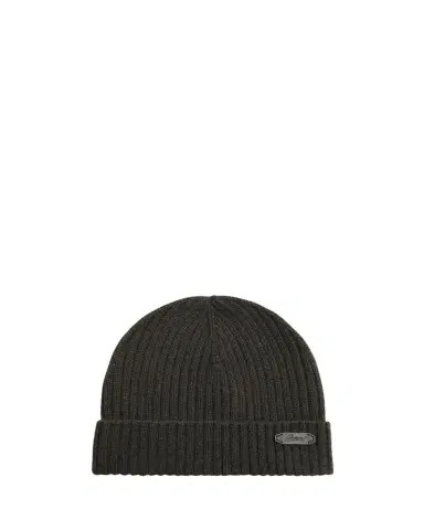Brioni Men's Cashmere Rib Leather-Label Beanie Hat | Thumbnail 1 Brioni Men's Cashmere Rib Leather-Label Beanie Hat | Thumbnail 1