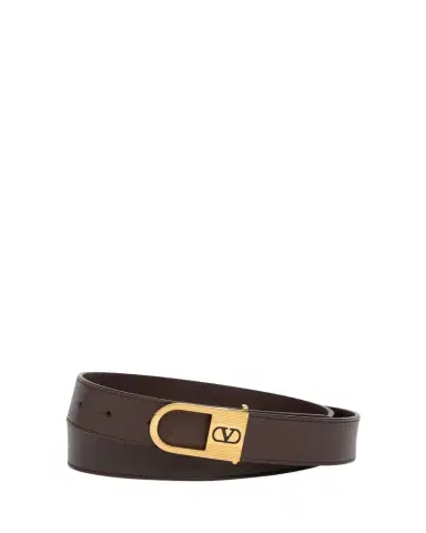 Valentino Garavani Men's Leather VLogo-Buckle Belt | Thumbnail 1